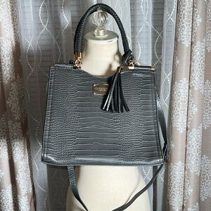 NWOT Bebe Los Angeles Grey Reptile Embossed Shoulder Bag